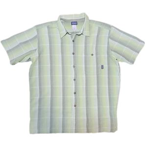 Patagonia Organic Cotton Avocado Green Plaid Button Down Shirt Size sz XL